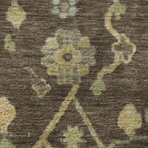 HomeRoots 8' X 10' Floral Area Rug in Brown, Gold & Blue - Washable, UV Protected, Durable, Stain-Resistant! 708407