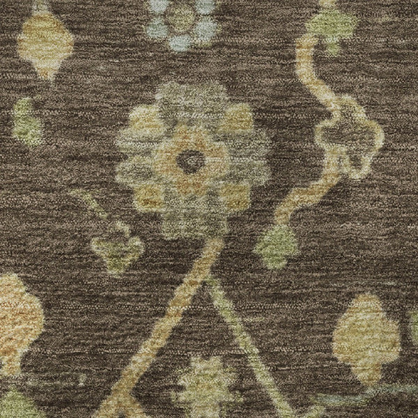 HomeRoots 8' X 10' Floral Area Rug in Brown, Gold & Blue - Washable, UV Protected, Durable, Stain-Resistant! 708407