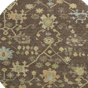 HomeRoots 8' X 10' Floral Area Rug in Brown, Gold & Blue - Washable, UV Protected, Durable, Stain-Resistant! 708407