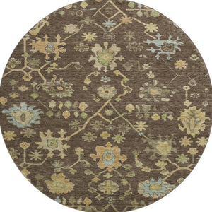 HomeRoots 8' X 10' Floral Area Rug in Brown, Gold & Blue - Washable, UV Protected, Durable, Stain-Resistant! 708407