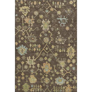 HomeRoots 9' X 12' Floral Area Rug in Brown, Gold & Blue - Washable, UV Protected, Stain Resistant, Durable Design 708408