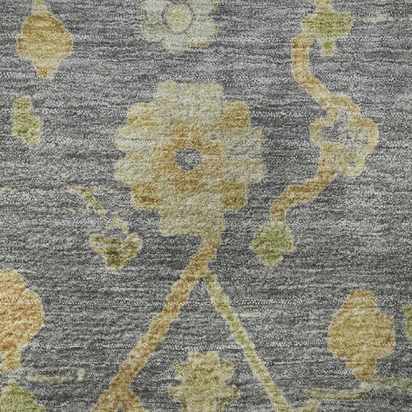 HomeRoots 9' X 12' Gray Gold and Blue Floral Area Rug - Washable, UV-Protected, Non-Slip, Durable Design 708420