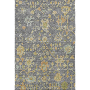 HomeRoots 9' X 12' Gray Gold and Blue Floral Area Rug - Washable, UV-Protected, Non-Slip, Durable Design 708420