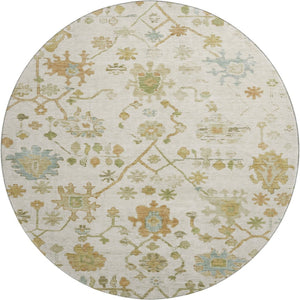 HomeRoots 8' X 10' Elegant Ivory, Gold & Blue Floral Washable Area Rug - UV Protected, Stain Resistant Design 708425