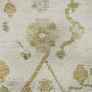 HomeRoots 8' X 10' Elegant Ivory, Gold & Blue Floral Washable Area Rug - UV Protected, Stain Resistant Design 708425