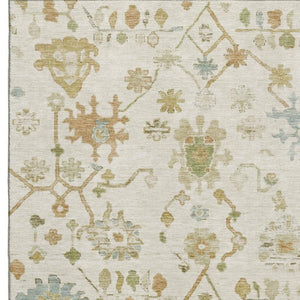 HomeRoots 9' Elegant Ivory Gold & Blue Floral Washable Area Rug - UV Protected, Stain Resistant, Non-Slip Design 708426