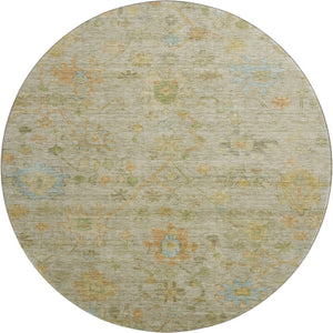 HomeRoots 8' X 10' Washable Khaki Gold & Blue Floral Area Rug with UV Protection, Perfect for Busy Homes! 708431