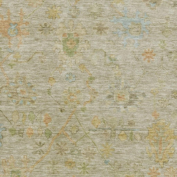 HomeRoots 9' X 12' Khaki Gold & Blue Floral Area Rug - Durable, Washable, UV-Protected for Indoor & Outdoor Use 708432