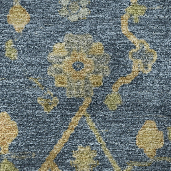 HomeRoots 8' X 10' Navy Blue And Gold Floral Area Rug - Washable, UV Protected, Non-Slip, Perfect for Living Spaces 708437