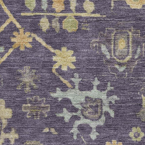 HomeRoots 5' X 8' Floral Area Rug in Purple, Gold & Blue - Washable, UV Protected & Stain-Resistant Design 708441