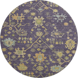 HomeRoots 8' X 10' Floral Area Rug in Purple, Gold & Blue - Washable, UV-Protected, Non-Slip for Family Homes 708443