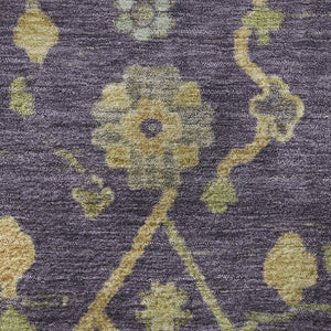 HomeRoots 8' X 10' Floral Area Rug in Purple, Gold & Blue - Washable, UV-Protected, Non-Slip for Family Homes 708443