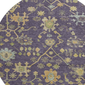 HomeRoots 8' X 10' Floral Area Rug in Purple, Gold & Blue - Washable, UV-Protected, Non-Slip for Family Homes 708443
