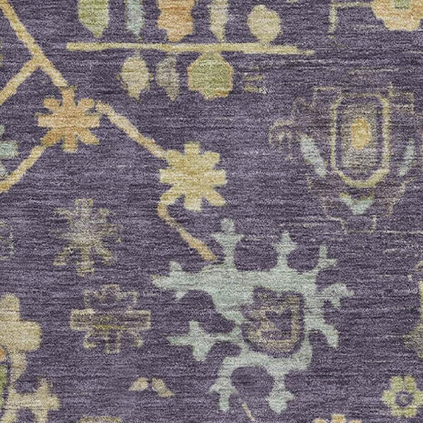 HomeRoots 9' X 12' Floral Area Rug in Purple, Gold & Blue - Washable, UV-Protected, Perfect for High-Traffic Spaces 708444