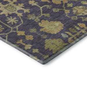 HomeRoots 10' X 14' Floral Area Rug in Purple, Gold & Blue - Washable, UV-Protected, Durable Design for Homes 708445