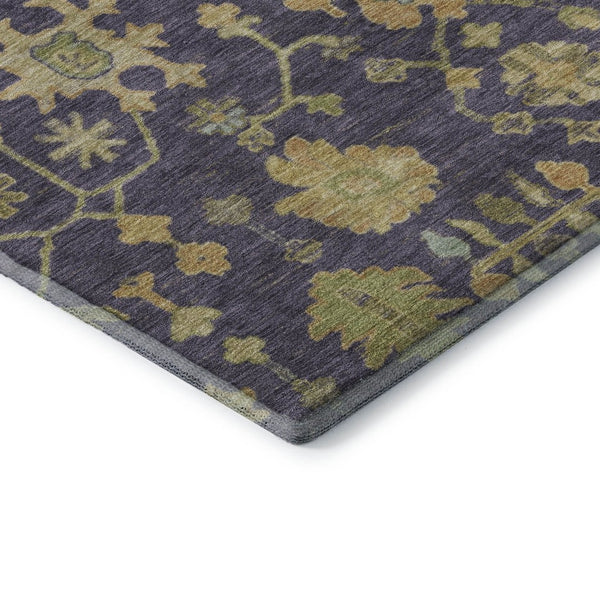 HomeRoots 10' X 14' Floral Area Rug in Purple, Gold & Blue - Washable, UV-Protected, Durable Design for Homes 708445