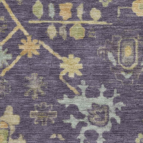 HomeRoots 10' X 14' Floral Area Rug in Purple, Gold & Blue - Washable, UV-Protected, Durable Design for Homes 708445