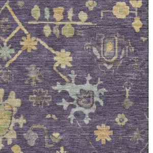 HomeRoots 10' X 14' Floral Area Rug in Purple, Gold & Blue - Washable, UV-Protected, Durable Design for Homes 708445