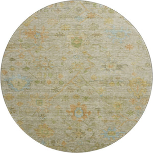 HomeRoots 8' X 10' Floral Area Rug in Sage, Gold & Blue - Washable, UV Protected, Non-Slip for Family Spaces 708449
