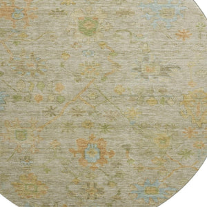 HomeRoots 8' X 10' Floral Area Rug in Sage, Gold & Blue - Washable, UV Protected, Non-Slip for Family Spaces 708449