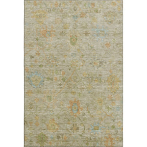 HomeRoots 10' X 14' Sage Gold and Blue Floral Area Rug - Washable, UV-Protected, Durable for Family Spaces 708451