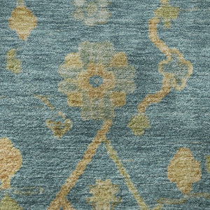 HomeRoots 8' X 10' Elegant Teal Gold & Blue Floral Washable Area Rug – UV Protected, Stain-Resistant Design! 708455