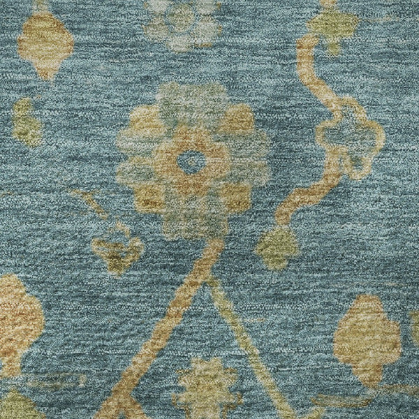 HomeRoots 8' X 10' Elegant Teal Gold & Blue Floral Washable Area Rug – UV Protected, Stain-Resistant Design! 708455