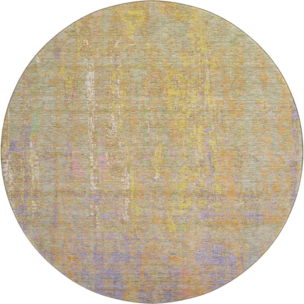 HomeRoots 8' X 10' Vibrant Abstract Area Rug in Green, Purple & Gold - Washable, UV Protected & Stain Resistant 708461