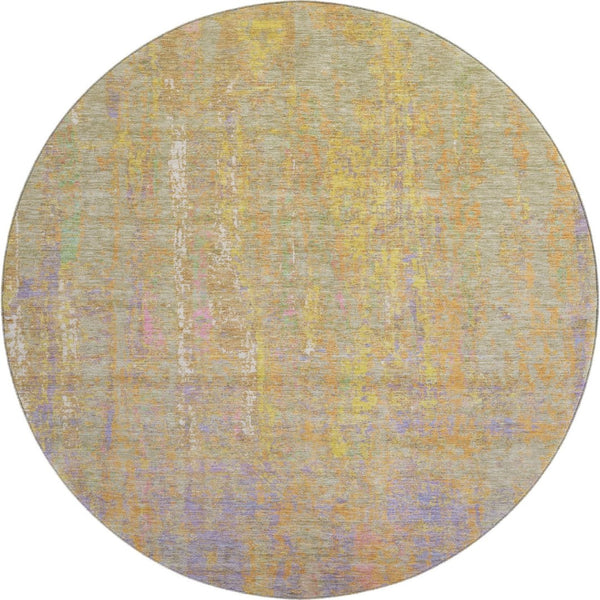 HomeRoots 8' X 10' Vibrant Abstract Area Rug in Green, Purple & Gold - Washable, UV Protected & Stain Resistant 708461