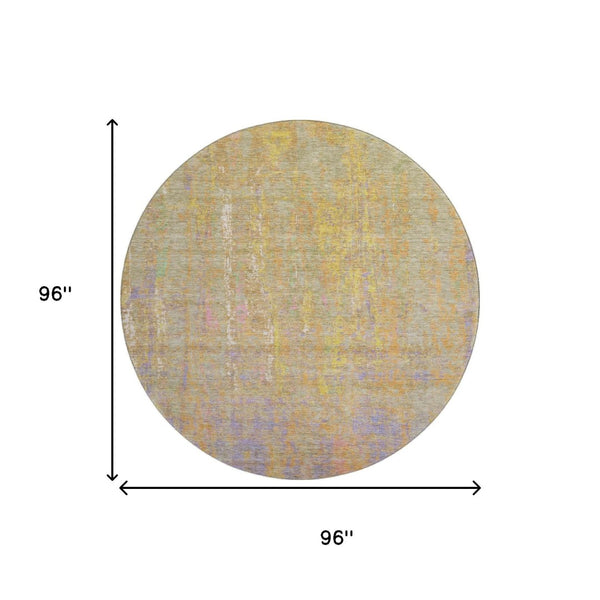 HomeRoots 8' X 10' Vibrant Abstract Area Rug in Green, Purple & Gold - Washable, UV Protected & Stain Resistant 708461