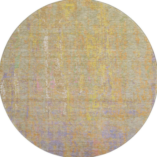 HomeRoots 8' X 10' Vibrant Abstract Area Rug in Green, Purple & Gold - Washable, UV Protected & Stain Resistant 708461