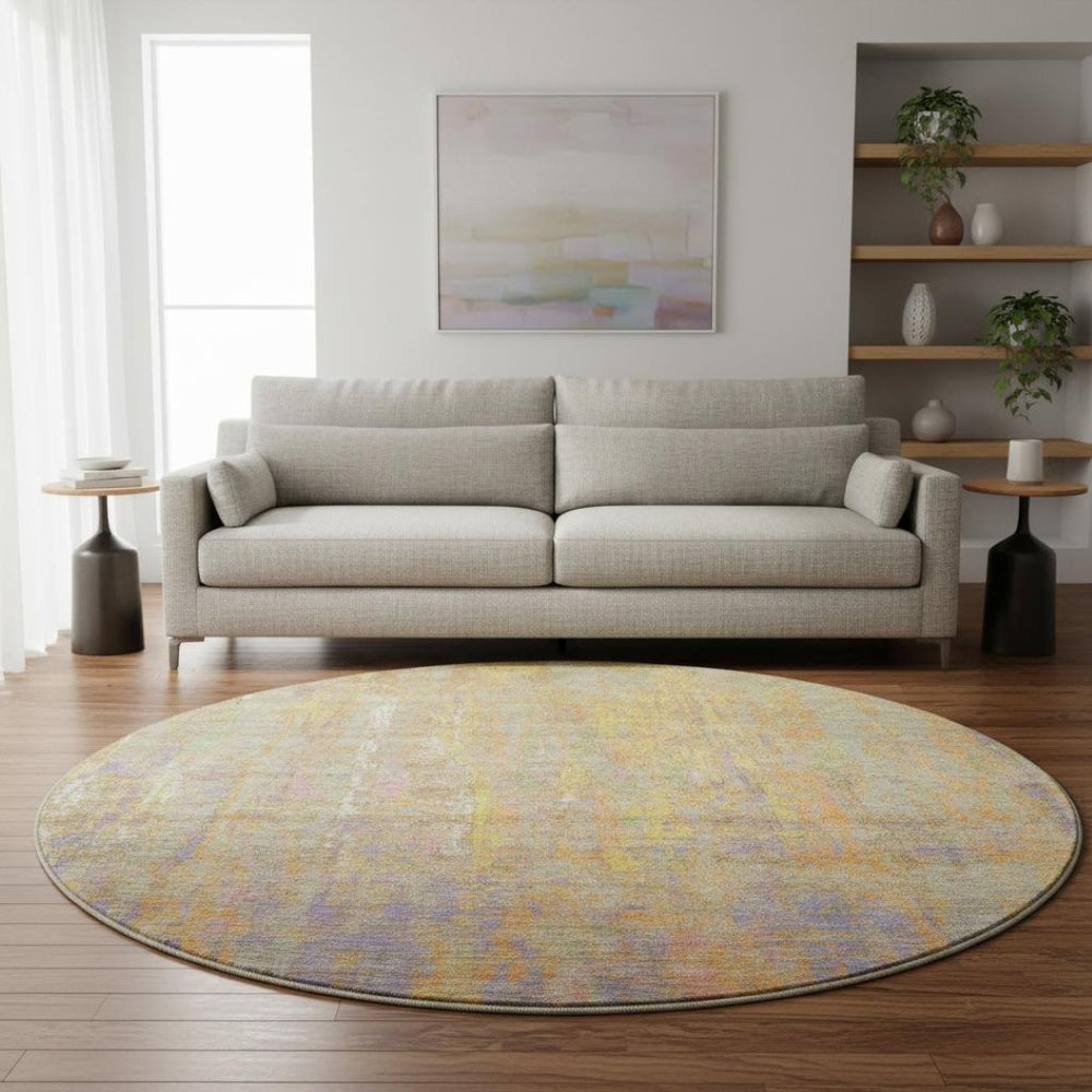 HomeRoots 8' X 10' Vibrant Abstract Area Rug in Green, Purple & Gold - Washable, UV Protected & Stain Resistant 708461