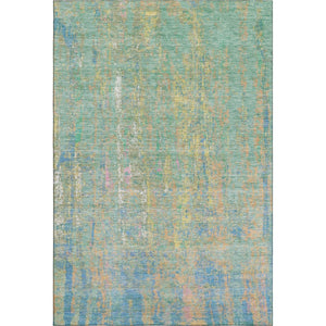 HomeRoots 5' Teal Purple and Gold Abstract Washable Area Rug - UV Protected, Stain Resistant, Modern Style! 708465