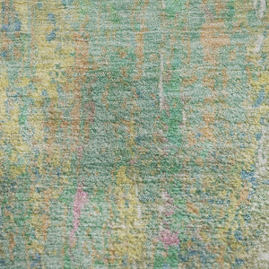 HomeRoots 5' Teal Purple and Gold Abstract Washable Area Rug - UV Protected, Stain Resistant, Modern Style! 708465