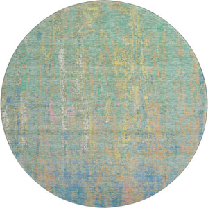 HomeRoots 8' X 10' Vibrant Teal, Purple & Gold Abstract Washable Area Rug with UV Protection & Stain Resistance 708467