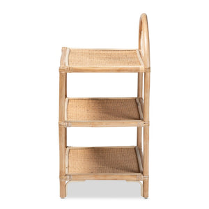 English Elm Modern Rattan Three Tier Open Shelf Handcrafted Bohemian Organizer for Living Rooms B2750P470039