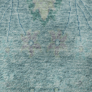 HomeRoots 8' X 10' Blue Teal & Artichoke Green Floral Washable Area Rug - Durable, UV Protected & Stylish! 708479