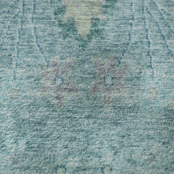 HomeRoots 8' X 10' Blue Teal & Artichoke Green Floral Washable Area Rug - Durable, UV Protected & Stylish! 708479