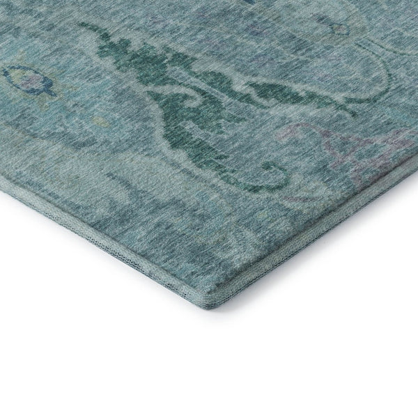 HomeRoots 10' Blue Teal & Artichoke Green Floral Washable Area Rug - UV Protected, Durable & Stylish Décor 708481