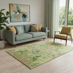 HomeRoots 8' Elegant Floral Washable Round Rug with UV Protection - Durable, Stylish, and Easy Care for Homes 708484