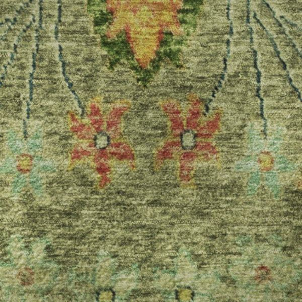 HomeRoots 8' X 10' Elegant Green, Blue & Gold Floral Washable Area Rug with UV Protection for Busy Homes 708485