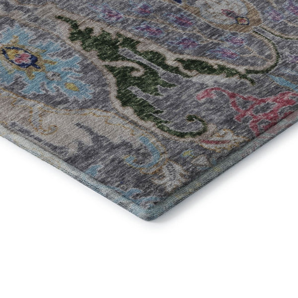 HomeRoots 5' X 8' Gray Blue Floral Area Rug - Washable, UV Protected, Stain Resistant, Perfect for Homes! 708489