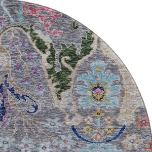 HomeRoots 8' X 10' Stylish Gray Blue and Gold Floral Washable Area Rug with UV Protection for Every Room 708491