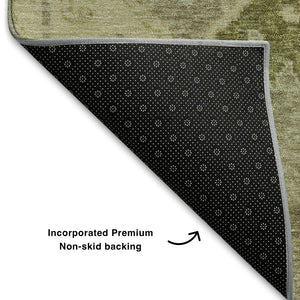 HomeRoots 5' X 8' Khaki Gold Beige Floral Area Rug - Washable, UV Protected, Stain Resistant, Durable Design! 708495