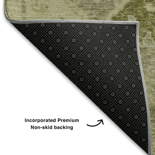HomeRoots 5' X 8' Khaki Gold Beige Floral Area Rug - Washable, UV Protected, Stain Resistant, Durable Design! 708495