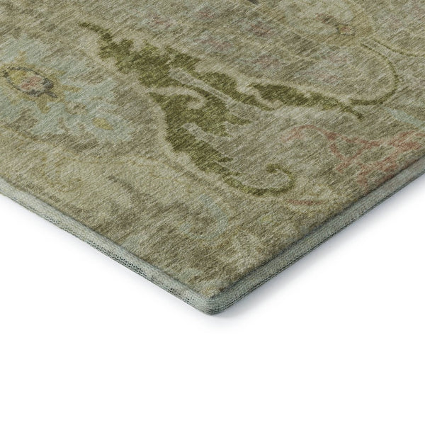 HomeRoots 5' X 8' Khaki Gold Beige Floral Area Rug - Washable, UV Protected, Stain Resistant, Durable Design! 708495