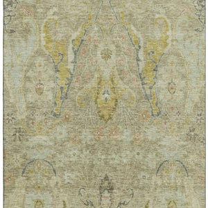 HomeRoots 5' X 8' Khaki Gold Beige Floral Area Rug - Washable, UV Protected, Stain Resistant, Durable Design! 708495