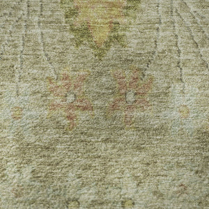 HomeRoots 8' X 10' Elegant Khaki Gold Beige Floral Area Rug - Washable, UV Protected & Non-Slip Backing! 708497