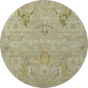 HomeRoots 8' X 10' Elegant Khaki Gold Beige Floral Area Rug - Washable, UV Protected & Non-Slip Backing! 708497