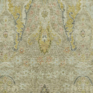 HomeRoots 10' Khaki Gold & Beige Floral Area Rug - Washable, UV Protected, Stain Resistant for Busy Homes 708499